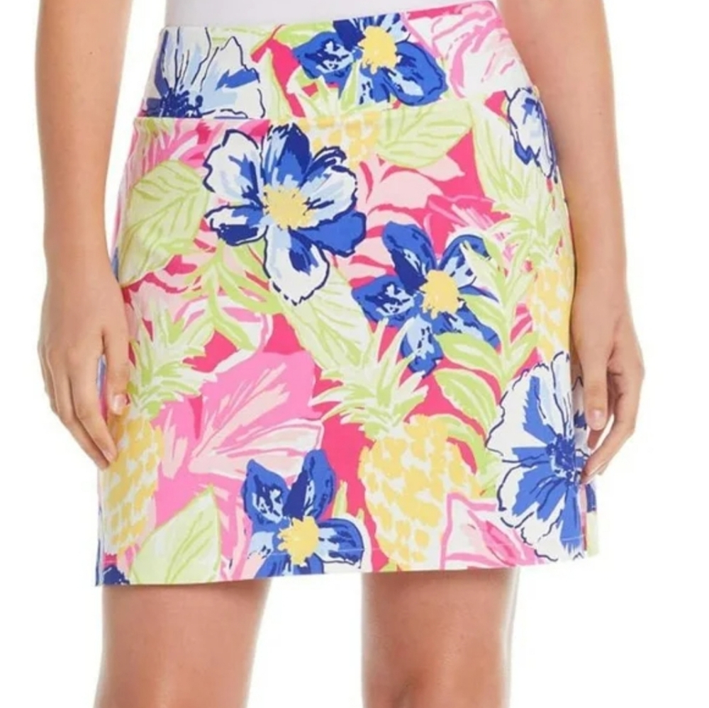 Rafaella Cosmo Pink Tropical Comfort Stretch Waistband Skorts Size Small